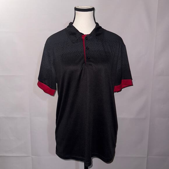 Men’s Black & Red Performance Polo Shirt - Size Large - Picture 1 of 7